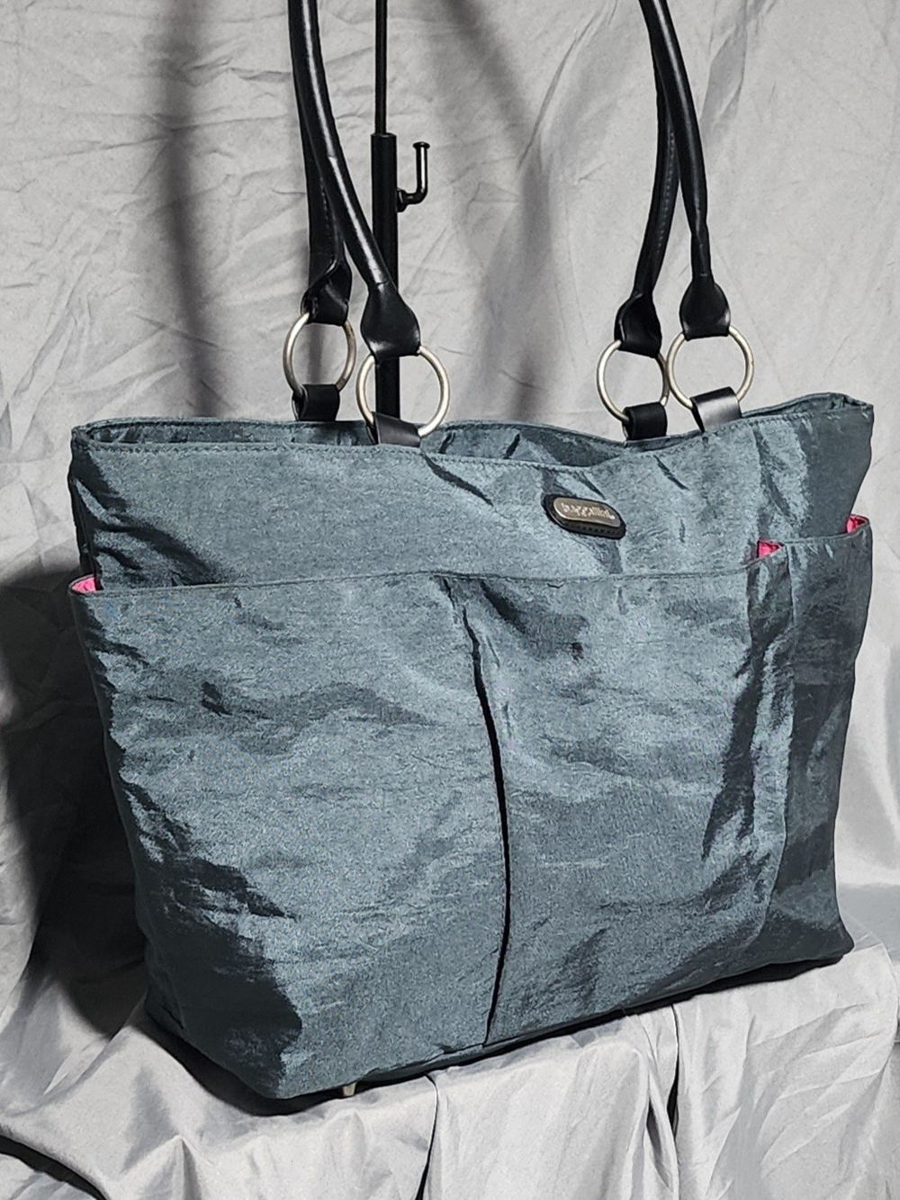 NWOT Baggallini Avenue Dark Grey Nylon Tote Shoulderbag Purse